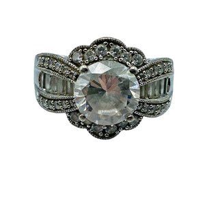 Imena Sterling Silver 925 Cubic Zirconia Ring Size 10 Designer Large Statement